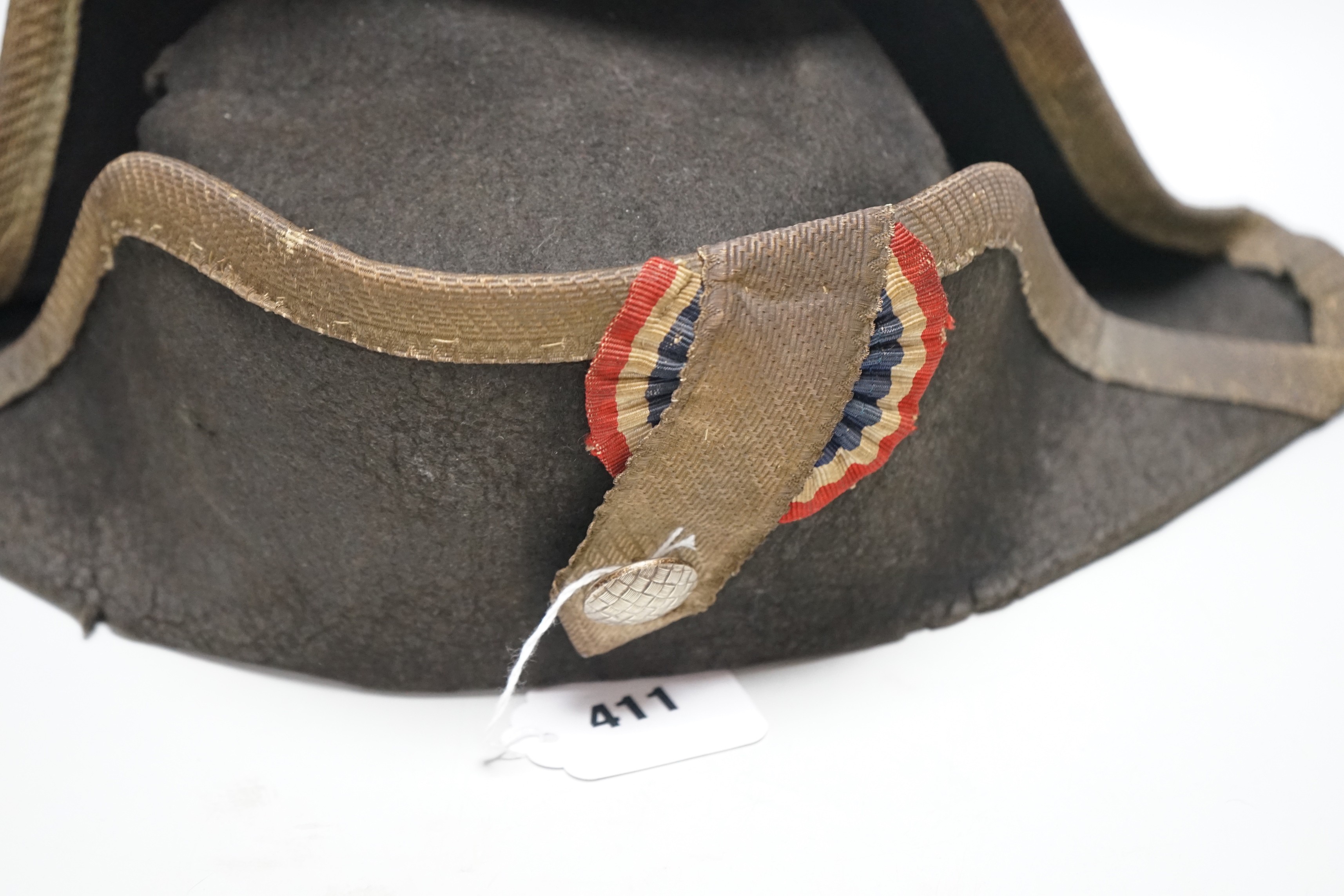 Two 19th century officer's hats, naval and gendarmes